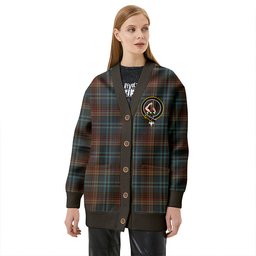 Scottish Renton Weathered Clan Crest Tartan V neck Knitted Fleece Cardigans