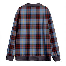Scottish Rutherford Ancient Clan Crest Tartan V neck Knitted Fleece Cardigans