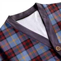 Scottish Rutherford Ancient Clan Crest Tartan V neck Knitted Fleece Cardigans