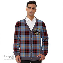 Scottish Rutherford Ancient Clan Crest Tartan V neck Knitted Fleece Cardigans