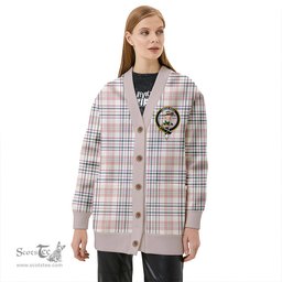 Scottish Shaw Women's Dress Weathered Clan Crest Tartan V neck Knitted Fleece Cardigans
