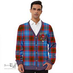 Scottish Pentland Clan Crest Tartan V neck Knitted Fleece Cardigans