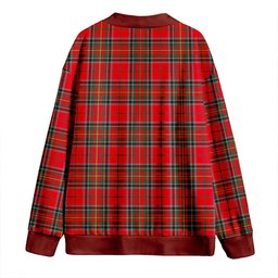 Scottish Stewart of Galloway Modern Clan Crest Tartan V neck Knitted Fleece Cardigans