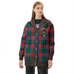Scottish Rattray of Lude Ancient Clan Crest Tartan V neck Knitted Fleece Cardigans