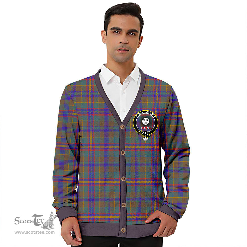 Scottish Pitcairn Hunting Weathered Clan Crest Tartan V neck Knitted Fleece Cardigans