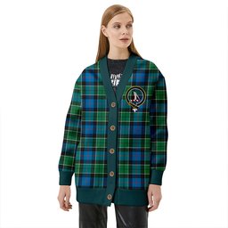 Scottish Syme Ancient Clan Crest Tartan V neck Knitted Fleece Cardigans