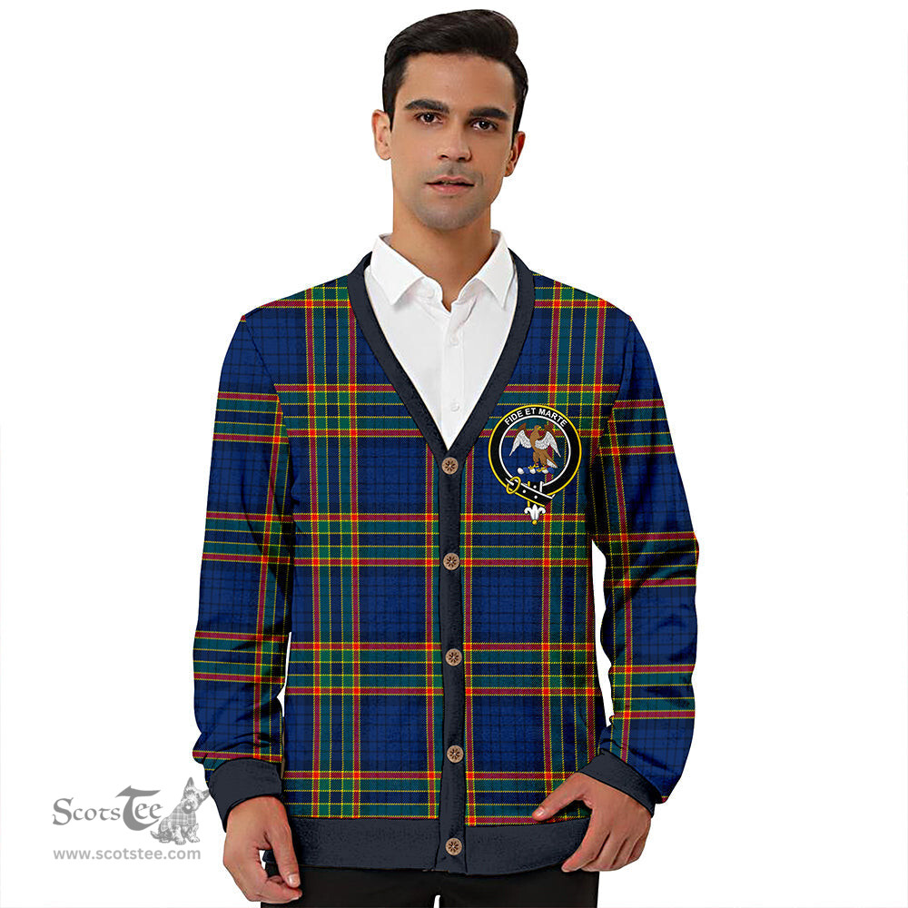 Scottish Ralston UK Modern Clan Crest Tartan V neck Knitted Fleece Cardigans