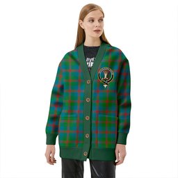 Scottish Robertson of Struan Ancient Clan Crest Tartan V neck Knitted Fleece Cardigans