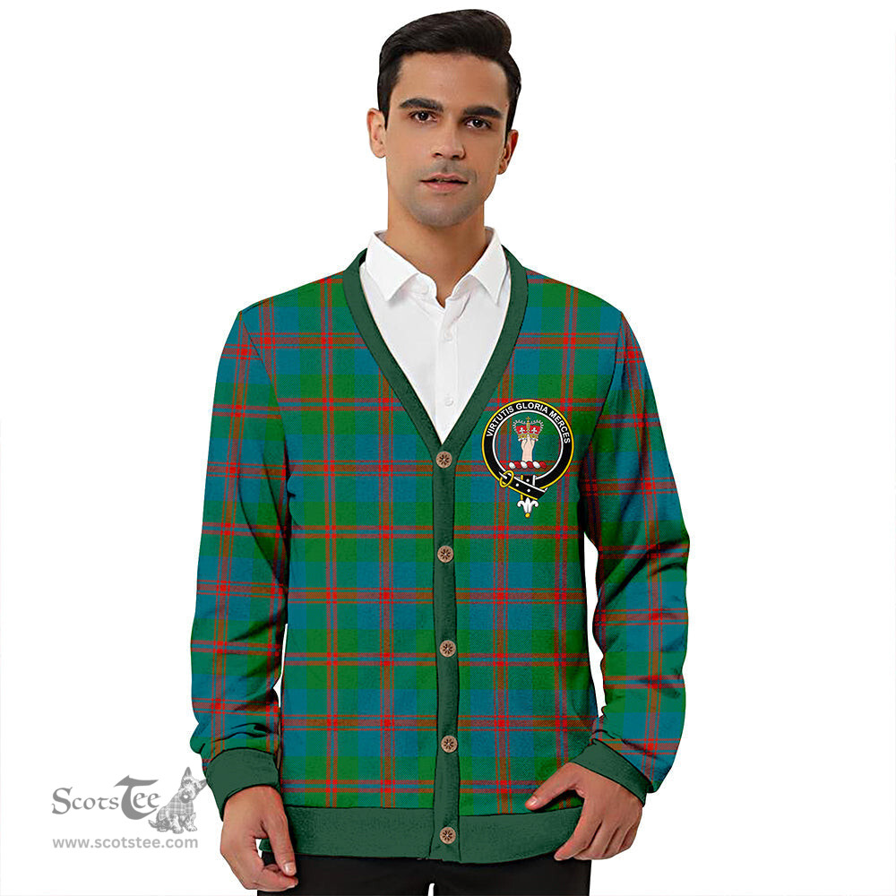 Scottish Robertson of Struan Ancient Clan Crest Tartan V neck Knitted Fleece Cardigans
