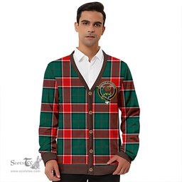 Scottish Pollock Modern Clan Crest Tartan V neck Knitted Fleece Cardigans