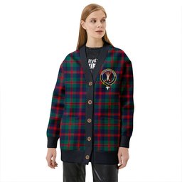 Scottish Robertson of Struan Modern Clan Crest Tartan V neck Knitted Fleece Cardigans