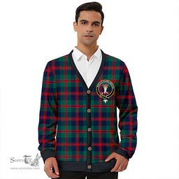 Scottish Robertson of Struan Modern Clan Crest Tartan V neck Knitted Fleece Cardigans