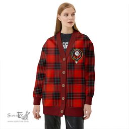 Scottish Wemyss Ancient Clan Crest Tartan V neck Knitted Fleece Cardigans