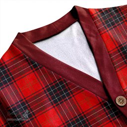 Scottish Wemyss Ancient Clan Crest Tartan V neck Knitted Fleece Cardigans