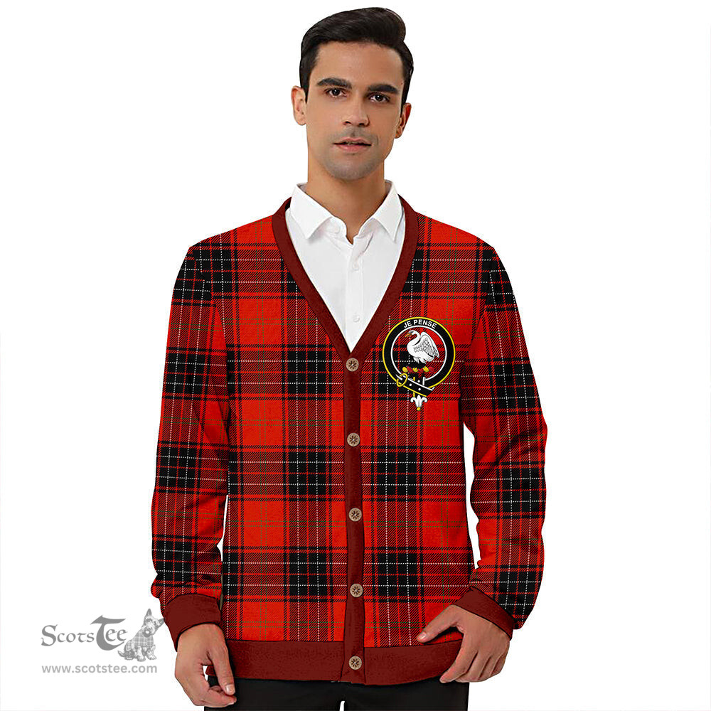 Scottish Wemyss Ancient Clan Crest Tartan V neck Knitted Fleece Cardigans