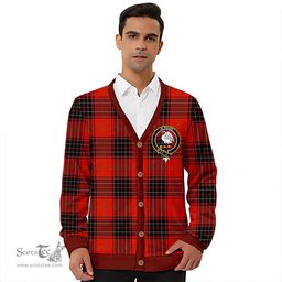 Scottish Wemyss Ancient Clan Crest Tartan V neck Knitted Fleece Cardigans