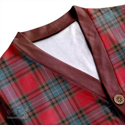 Scottish Manson Weathered Clan Crest Tartan V neck Knitted Fleece Cardigans
