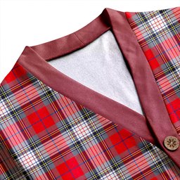 Scottish Warden Modern Clan Crest Tartan V neck Knitted Fleece Cardigans