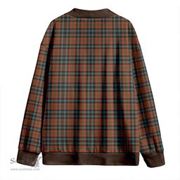 Scottish MacLellan Weathered Clan Crest Tartan V neck Knitted Fleece Cardigans