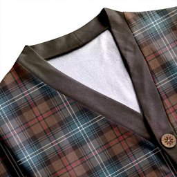Scottish Urquhart Weathered Clan Crest Tartan V neck Knitted Fleece Cardigans