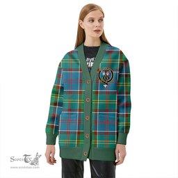 Scottish Whitelaw District Clan Crest Tartan V neck Knitted Fleece Cardigans