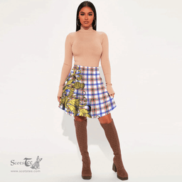 Scottish Boswell Modern Tartan Womens Mini Skirt Scotland Luxury Golden Thistle Skirt