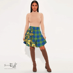 Scottish Barclay Hunting Ancient Tartan Womens Mini Skirt Scotland Luxury Golden Thistle Skirt