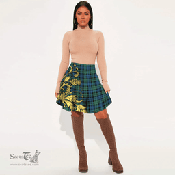 Scottish Campbell Ancient 02 Tartan Womens Mini Skirt Scotland Luxury Golden Thistle Skirt