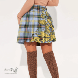 Scottish Bell of the Borders Tartan Womens Mini Skirt Scotland Luxury Golden Thistle Skirt