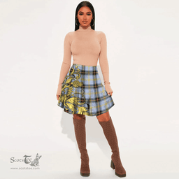 Scottish Bell of the Borders Tartan Womens Mini Skirt Scotland Luxury Golden Thistle Skirt