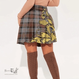 Scottish Cameron of Erracht Weathered Tartan Womens Mini Skirt Scotland Luxury Golden Thistle Skirt