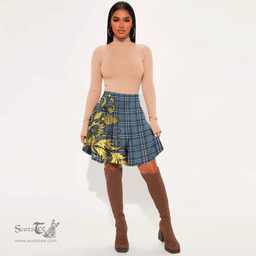 Scottish Earl of St Andrews Tartan Womens Mini Skirt Scotland Luxury Golden Thistle Skirt