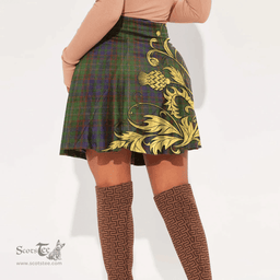 Scottish Cunningham Hunting Modern Tartan Womens Mini Skirt Scotland Luxury Golden Thistle Skirt