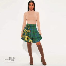 Scottish Henderson Ancient Tartan Womens Mini Skirt Scotland Luxury Golden Thistle Skirt