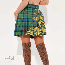 Scottish Forsyth Ancient Tartan Womens Mini Skirt Scotland Luxury Golden Thistle Skirt
