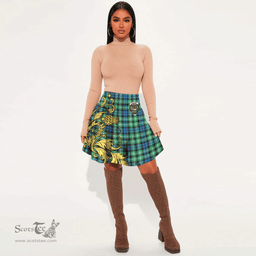 Scottish Graham of Montrose Ancient Clan Crest Tartan Womens Mini Skirt Scotland Luxury Golden Thistle Skirt