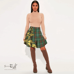 Scottish Gayre Tartan Womens Mini Skirt Scotland Luxury Golden Thistle Skirt