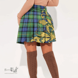 Scottish Gordon Old Ancient Tartan Womens Mini Skirt Scotland Luxury Golden Thistle Skirt