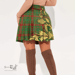 Scottish Fulton Tartan Womens Mini Skirt Scotland Luxury Golden Thistle Skirt