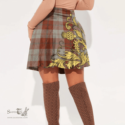 Scottish Davidson Dress Dancers Tartan Womens Mini Skirt Scotland Luxury Golden Thistle Skirt