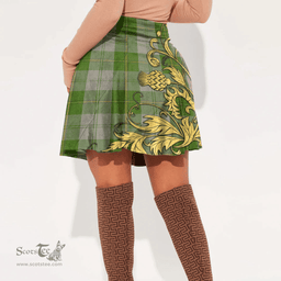 Scottish Cunningham Dress Green Dancers Tartan Womens Mini Skirt Scotland Luxury Golden Thistle Skirt