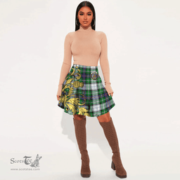 Scottish MacKenzie Dress Modern Clan Crest Tartan Womens Mini Skirt Scotland Luxury Golden Thistle Skirt