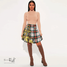Scottish MacDuff Dress Modern Clan Crest Tartan Womens Mini Skirt Scotland Luxury Golden Thistle Skirt