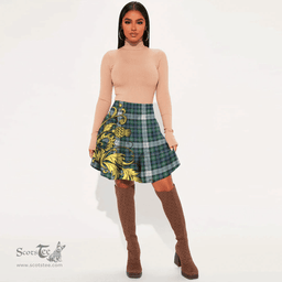 Scottish MacKenzie Dress Ancient Tartan Womens Mini Skirt Scotland Luxury Golden Thistle Skirt