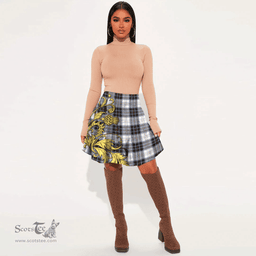 Scottish MacRae Dress Modern Tartan Womens Mini Skirt Scotland Luxury Golden Thistle Skirt