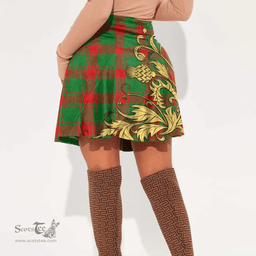 Scottish Middleton Modern Clan Crest Tartan Womens Mini Skirt Scotland Luxury Golden Thistle Skirt
