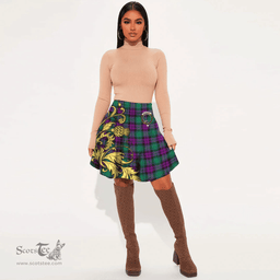 Scottish MacArthur Milton Clan Crest Tartan Womens Mini Skirt Scotland Luxury Golden Thistle Skirt