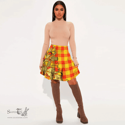 Scottish MacLeod of Raasay Tartan Womens Mini Skirt Scotland Luxury Golden Thistle Skirt