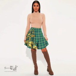 Scottish Kennedy Ancient Tartan Womens Mini Skirt Scotland Luxury Golden Thistle Skirt