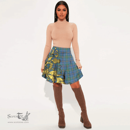 Scottish MacHardy Ancient Tartan Womens Mini Skirt Scotland Luxury Golden Thistle Skirt